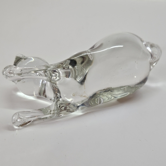VINTAGE Clear Glass Cat Kitten Sculpture Figurine Decor Sphinx Position - Picture 3 of 6